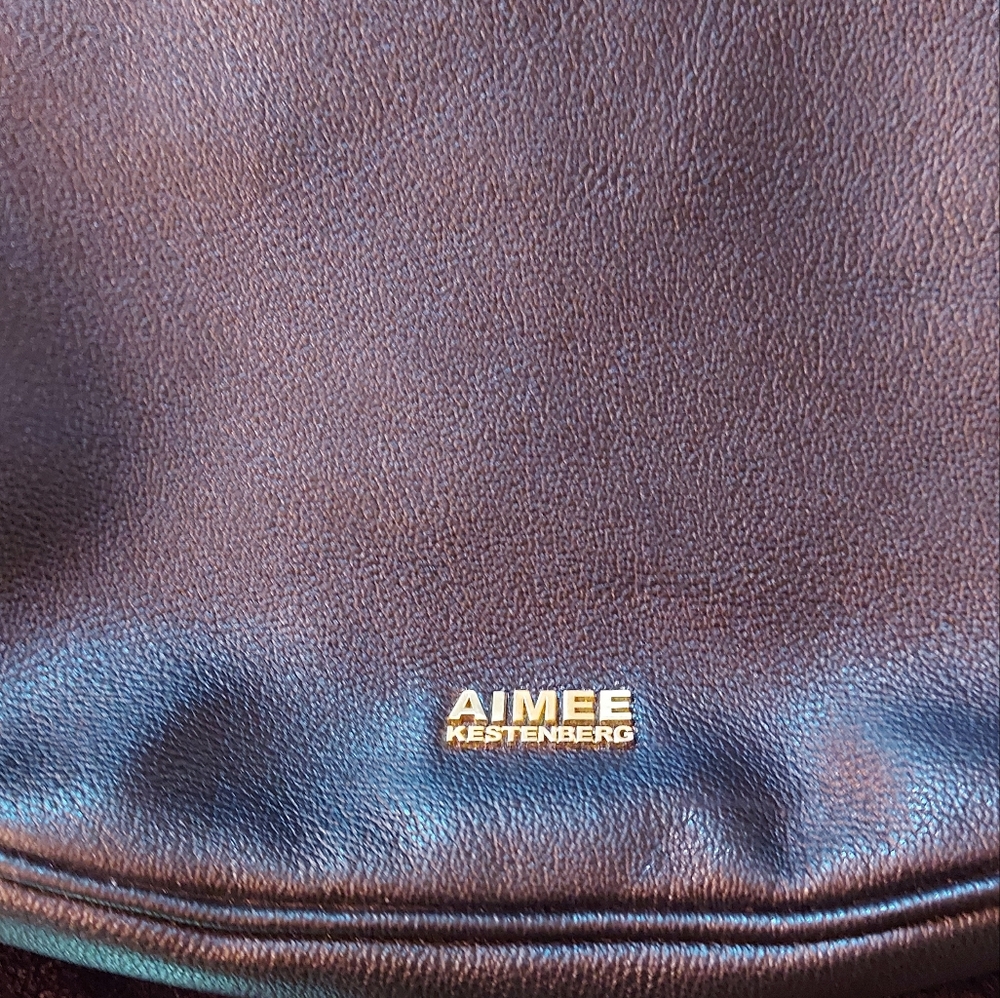 Black leather handbag
